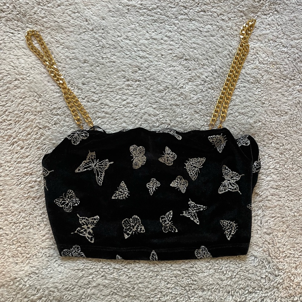 Velvet Butterfly Crop Top